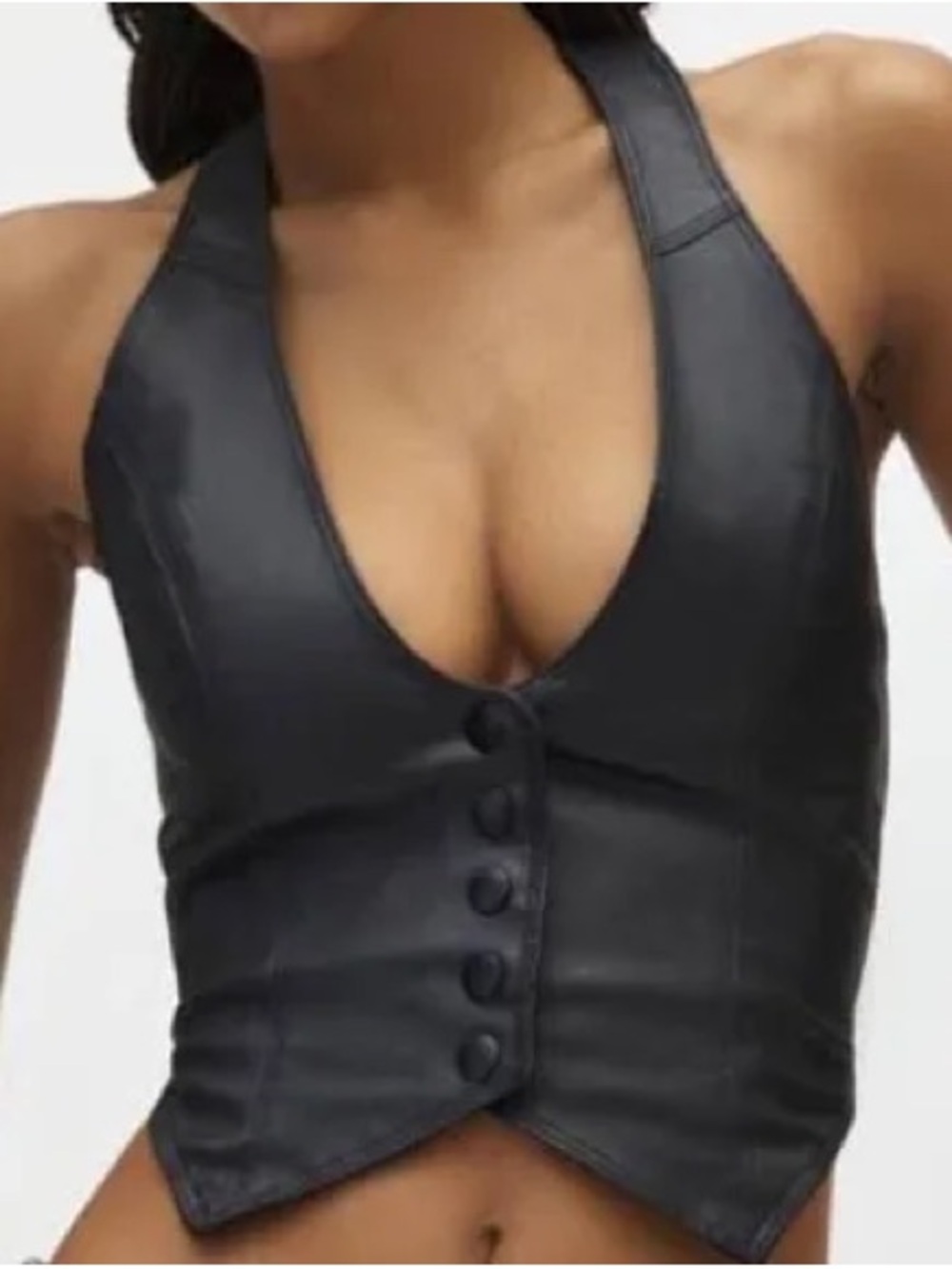 Urban Outfitters silence + noise Black Faux Leather Top
